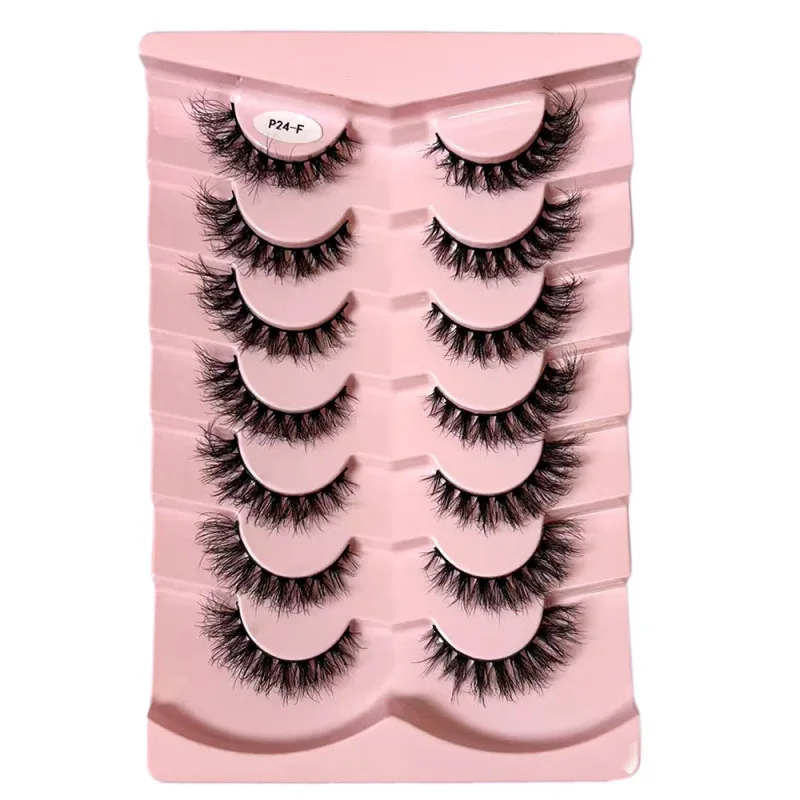 7 Pairs False Eyelashes Wispy Lashes Natural Look Fake Eyelashes Faux Mink Fluffy Strip False Lashes Pack