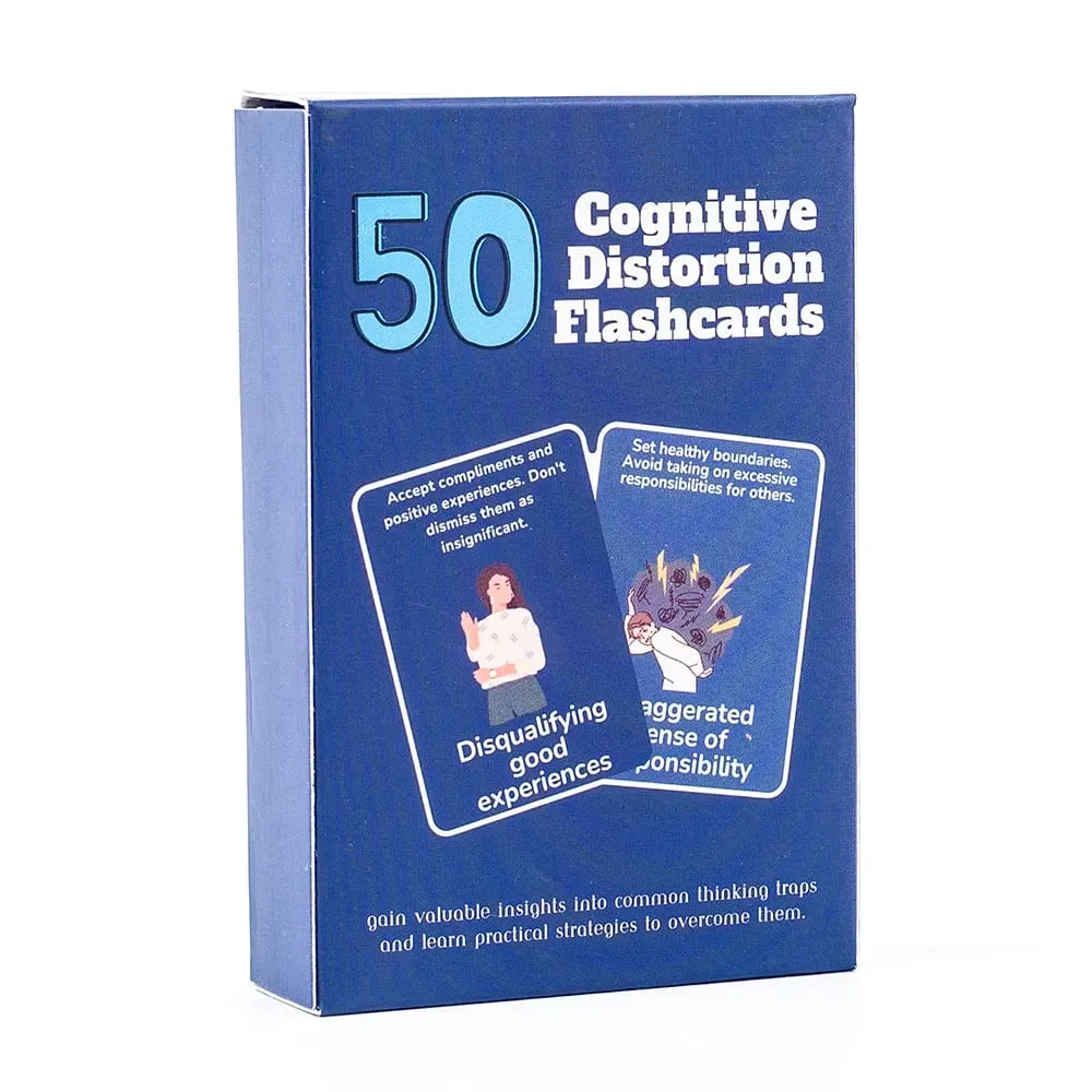 50 flashcards de distorção cognitiva identificam armadilhas de pensamento estratégias práticas de bem-estar mental jogo de tabuleiro de gerenciamento emocional