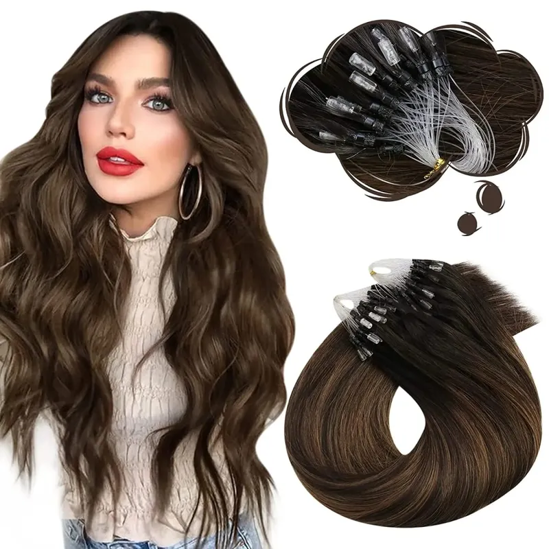 Moresoo Micro Link Hair Extensions Human Hair Micro Loop Hair Cold Fusion 50G Invisible Brazilian PreBonded Remy Micro Ring Hair