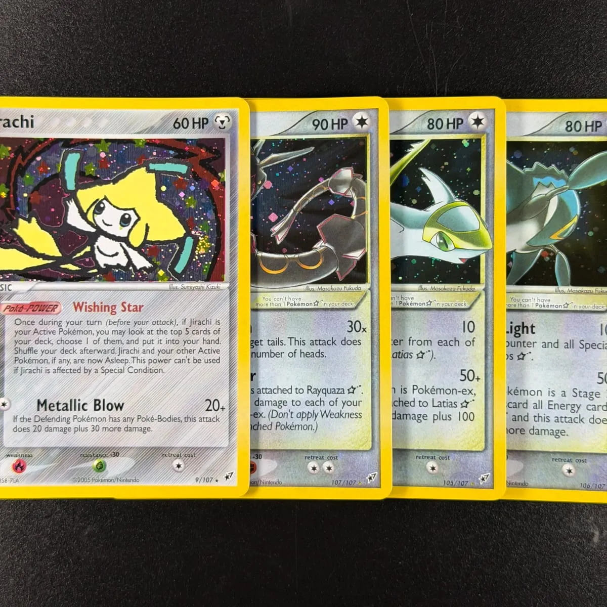 Cartões de proxy Pocket EX Deoxys Crobat Jirachi Latios Sharpedo Salamence Hariyama Deoxys Rayquaza Cosmos Holo Gold Star UR