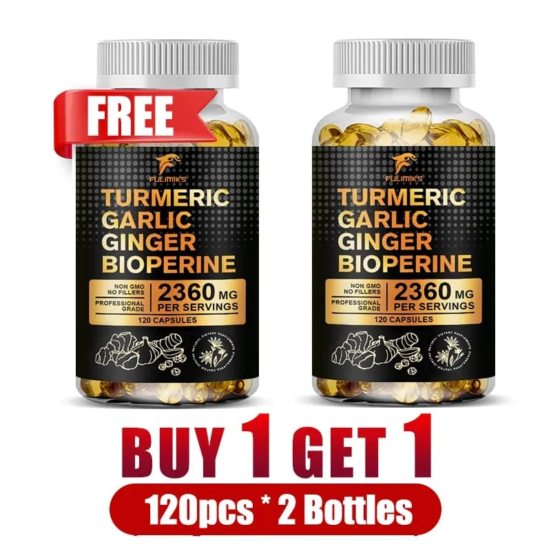 Buy 2 Get 2 Free! Turmeric Curcumin Supplement with BioPerine & Garlic for Joint Support Immune Health & Anti Inflammatory