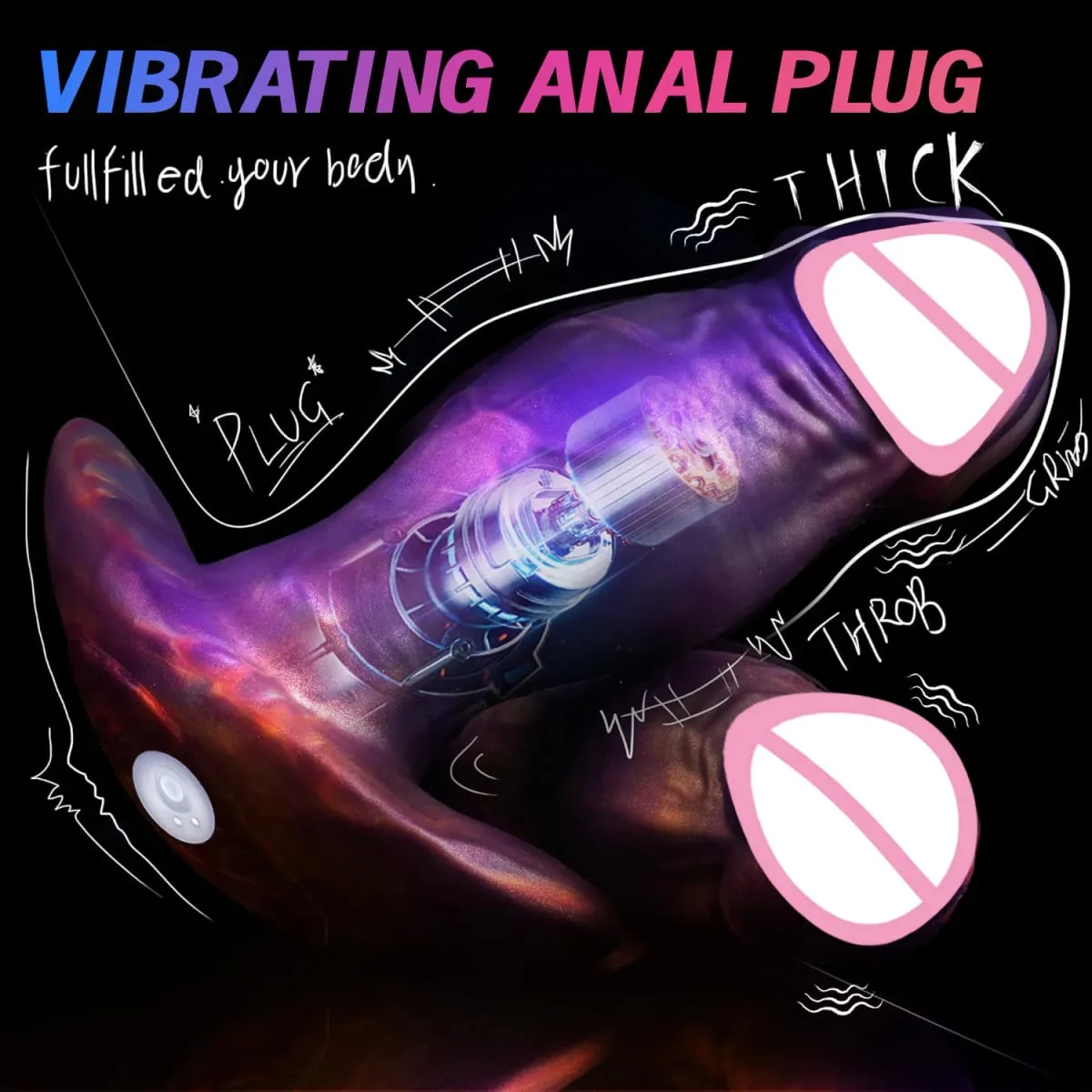 Plugue anal realista para bunda, vibrador de silicone com controle remoto, vibração de 10 frequências, massageador de próstata, plugue anal, brinquedo sexual adulto