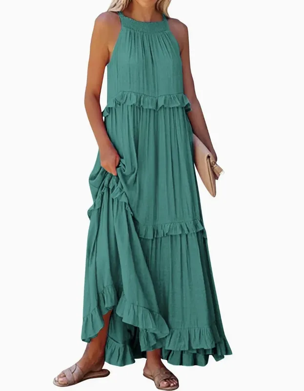 Vestidos com borda de folha de lótus para mulheres