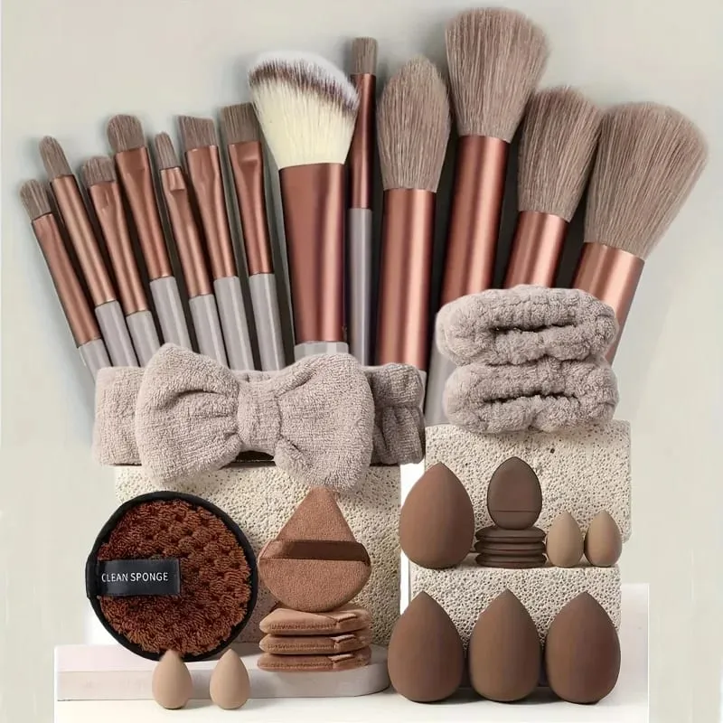 Conjunto de pincéis de maquiagem macios e fofos, base para sombra de olho, pó cosmético feminino, blush, mistura de beleza, ferramenta de beleza