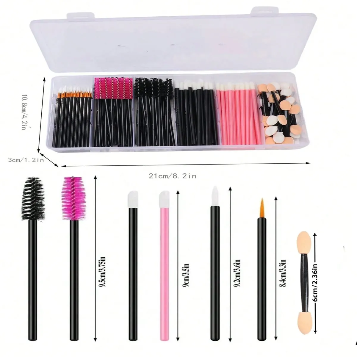 Kit de ferramentas de maquiagem de luxo, 300 peças, descartável, com estojo de armazenamento portátil, aplicador de batom, varinhas de rímel, pincéis de sombra de cílios