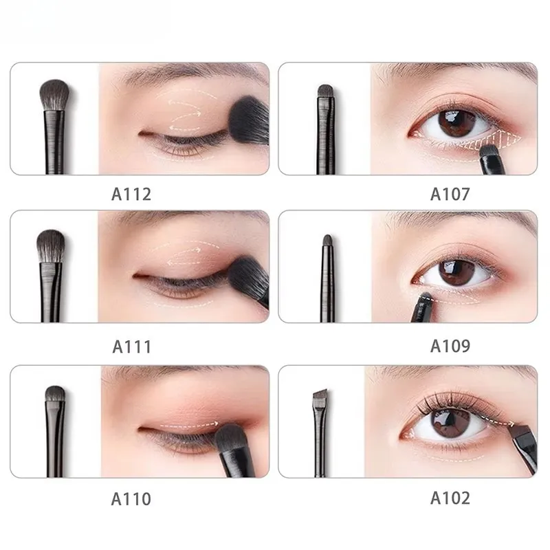 6pc olhos pincéis de maquiagem conjunto profissional macio contorno sombra delineador sobrancelha escova feminino beleza facial ferramenta cosmética c511