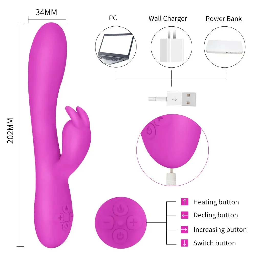 Carregamento usb aquecimento av coelho vibrador vibrador vagina clitóris estimulador g-ponto adulto jogo brinquedos sexuais para mulher masturbador feminino