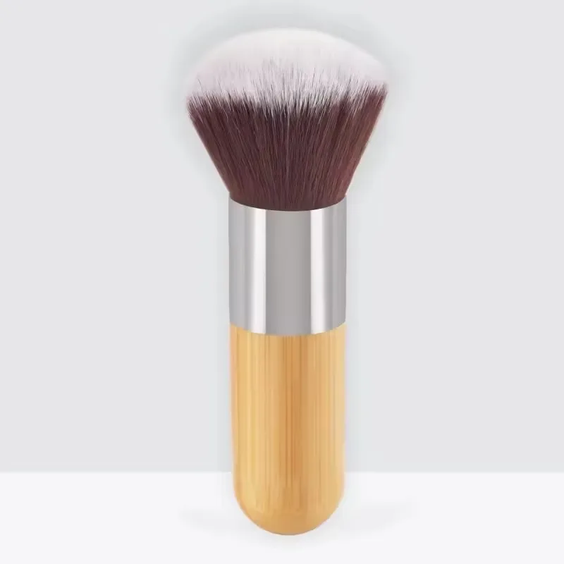 Pincel de maquiagem com alça de bambu, pó solto, blush, contorno, creme de base líquida, profissional, ferramentas de beleza facial