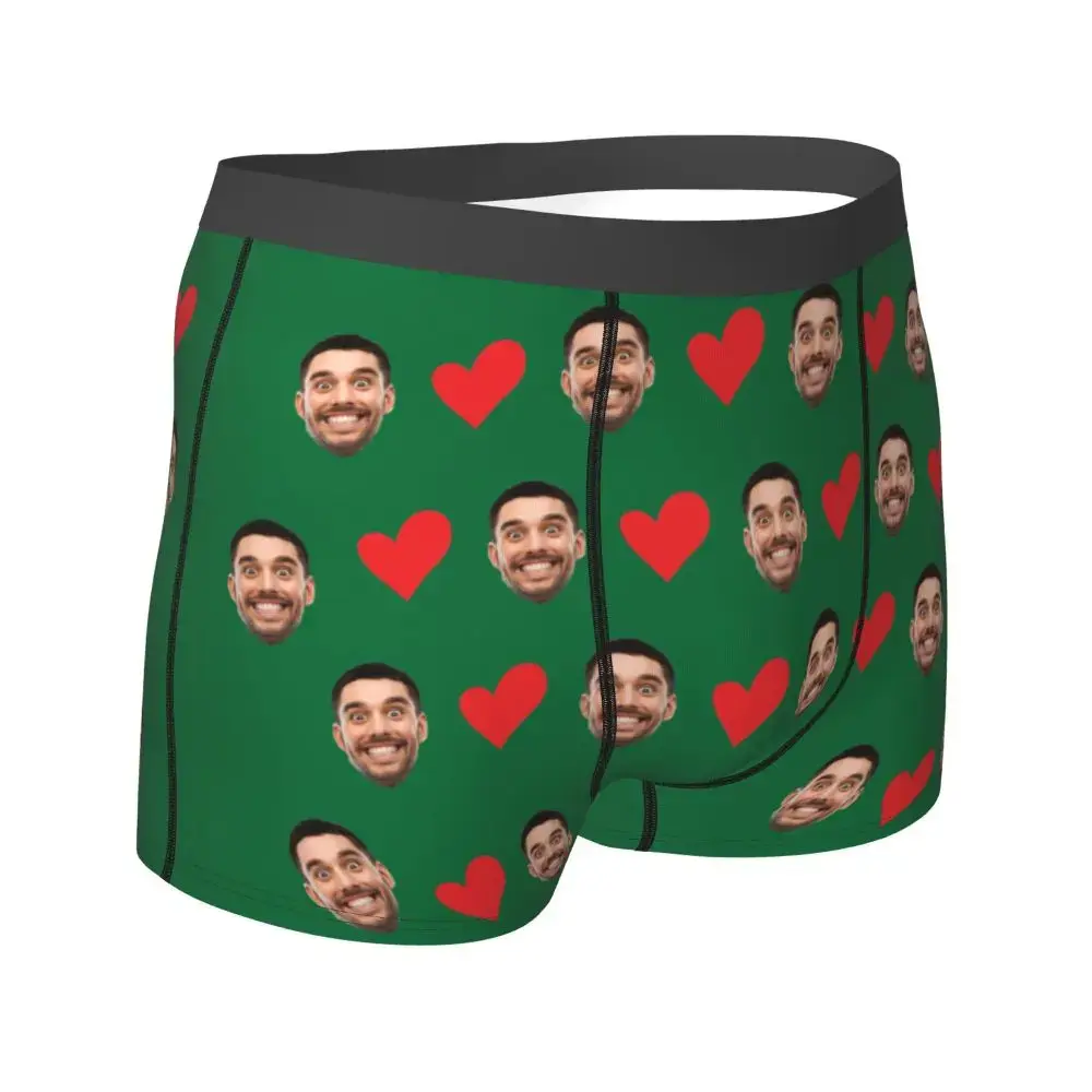 Personalized Face Photo Underwear Custom Heart Boxer Briefs Men Briefs Gift For Husband Anniversary Gift for Dad