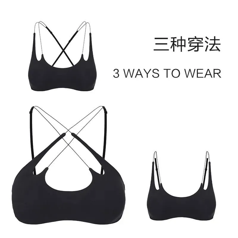 Fio suave livre de inserção fina sutiã calcinha lingerie conjunto cinta espaguete cruz sem costas feminino bela roupa interior três maneiras usar