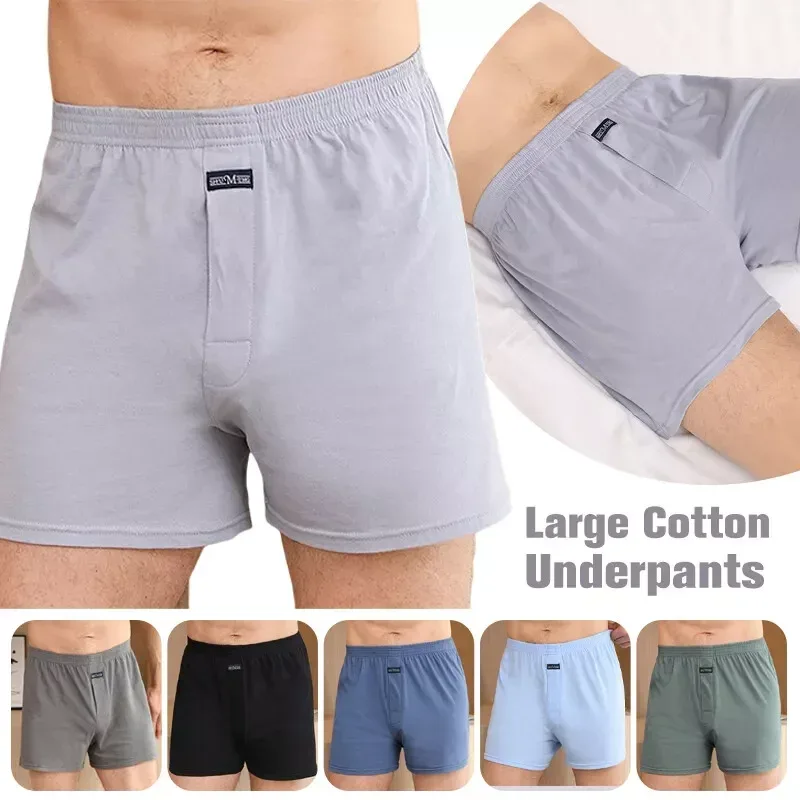 Men's Boxer Pantie Lot Underpant Loose Large Short Cotton Plus Size Underwear For Men Boxer Briefs Solid Middle Male Boxer — image 1