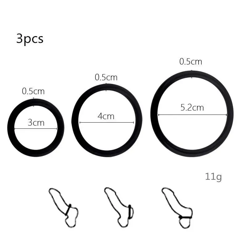 Anel peniano de silicone masculino, 3-8 peças, anel de ereção para atraso na ejaculação, brinquedos sexuais para homens, casais, estimulador de clitóris, anel peniano