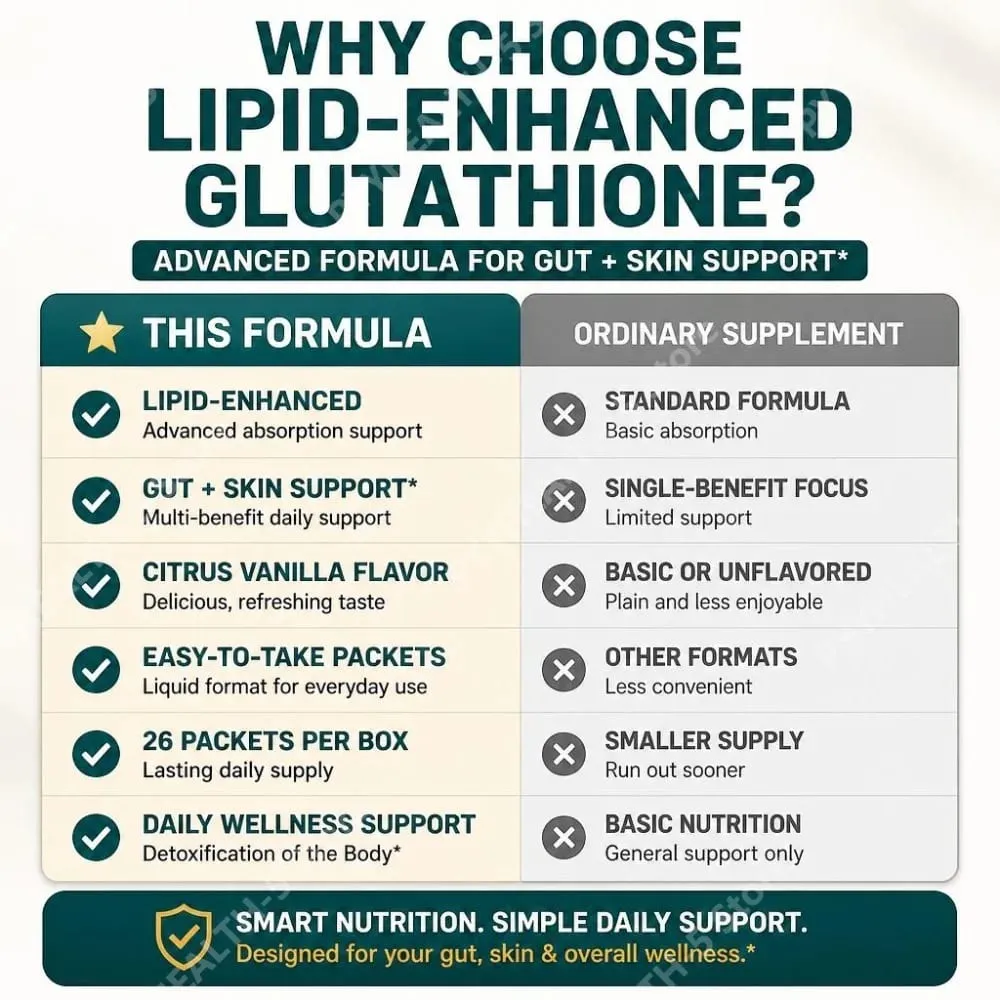 Pacotes de suplemento líquido de glutationa com lipídios aprimorados com baunilha cítrica apoiam a saúde intestinal e a saúde da pele 26 pacotes de 130ml