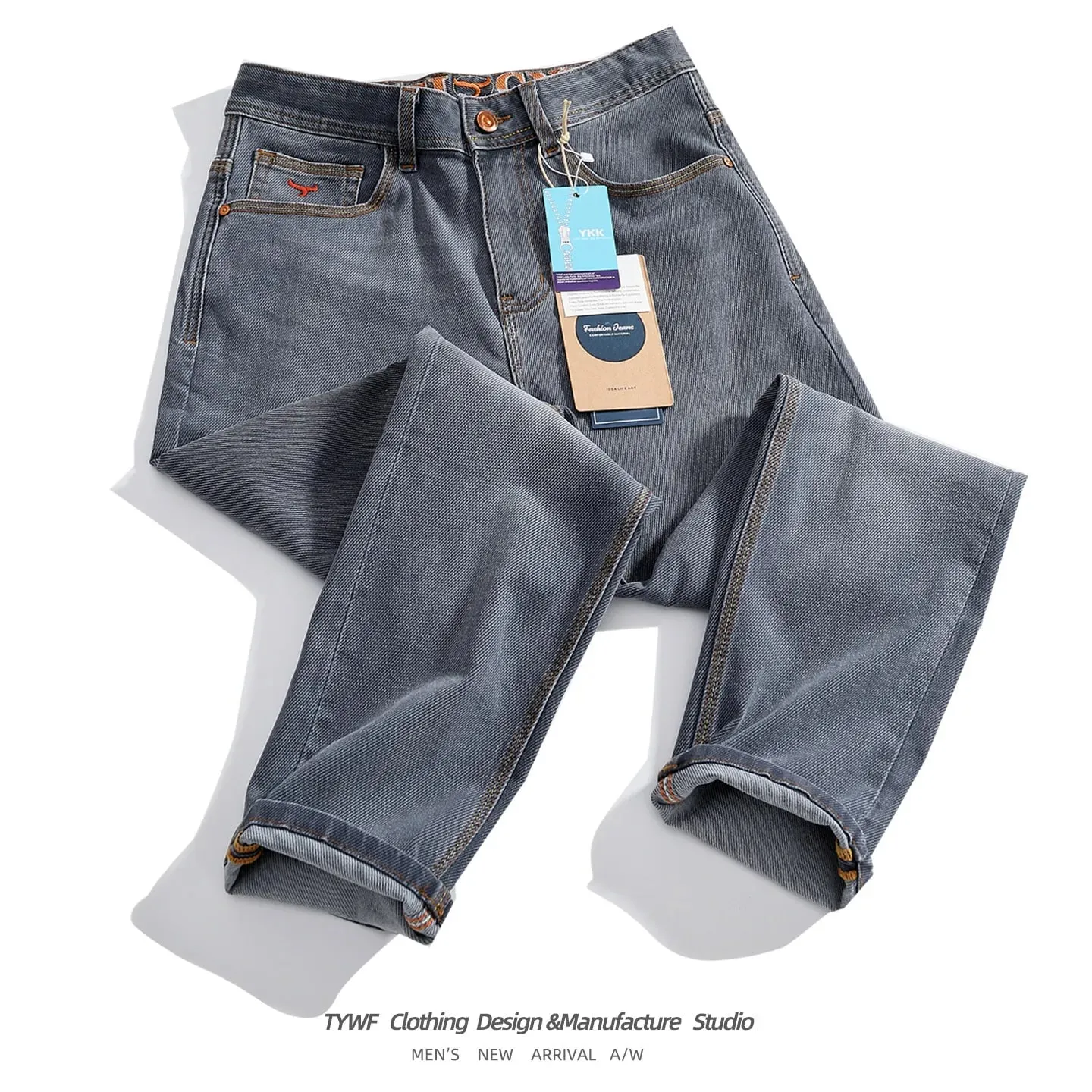 2026 outono novo americano retro resistente ao desgaste estiramento vários bolsos jeans moda masculina lavado calças cônicas retas