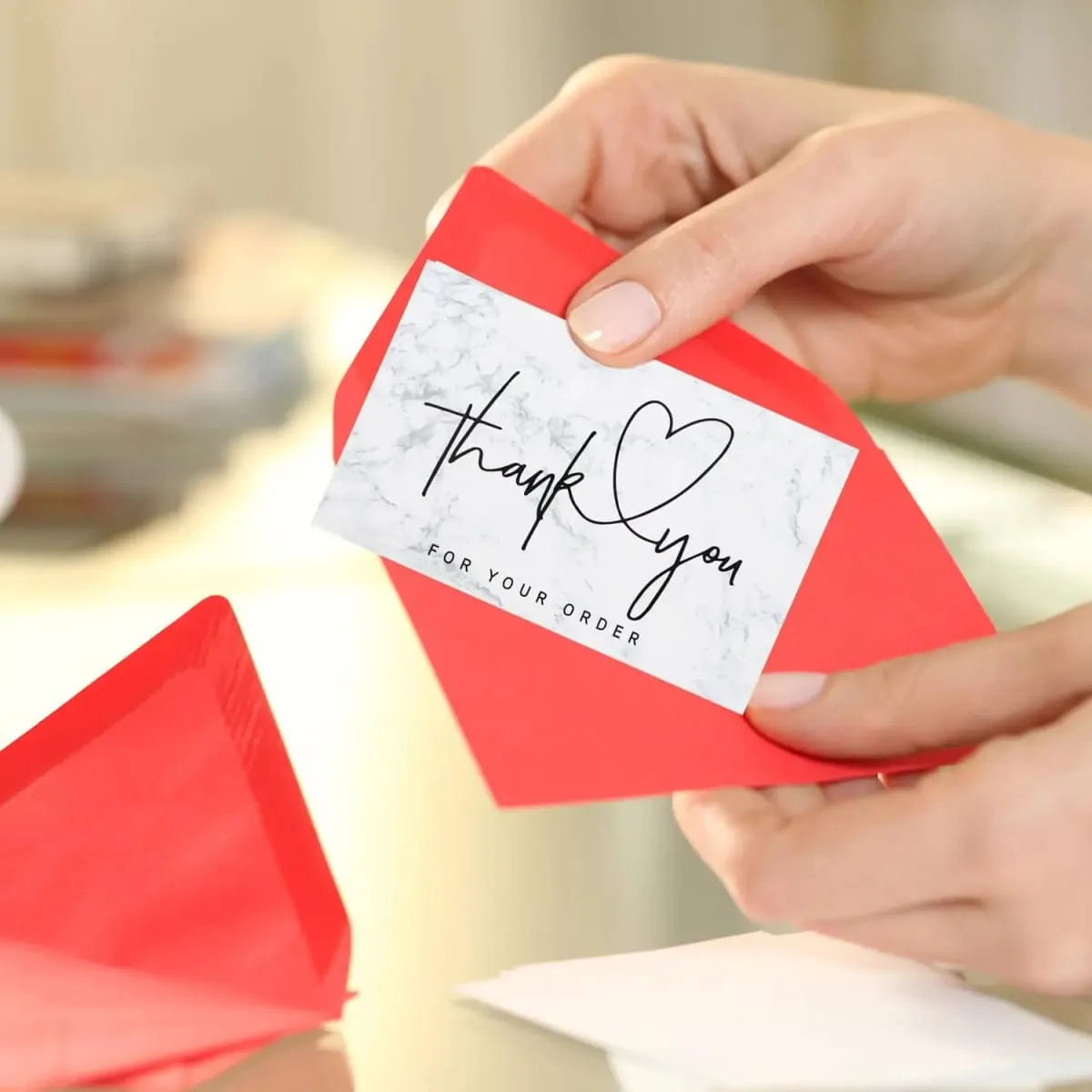 30張/包白色感謝卡支持商務套餐裝飾名片手工製作帶愛心標籤