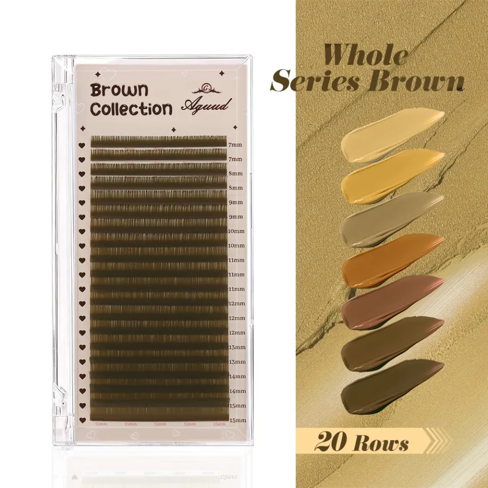 20 linhas c cc d curvado natural marrom volume russo cílios 7-15mm misto caxemira macio clássico marrom escuro extensões de cílios