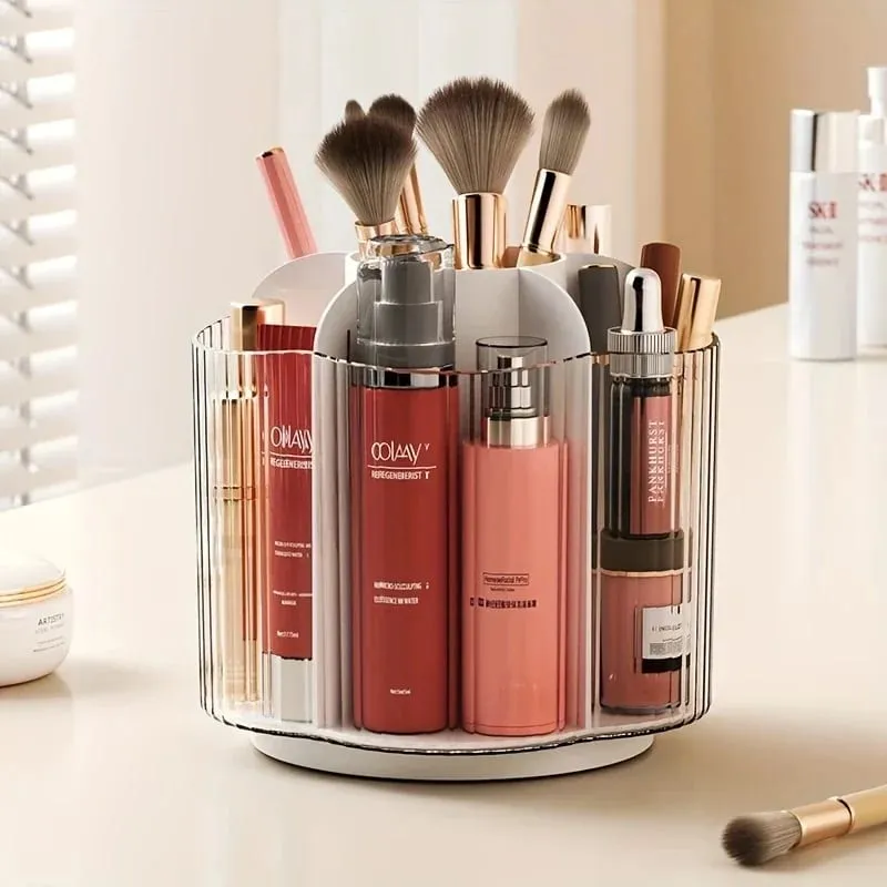 Suporte giratório para pincel de maquiagem 360 °, destacável, 6 grades, caixa de armazenamento de cosméticos, redonda, giratória, pincéis de maquiagem, ferramentas, caixa organizadora