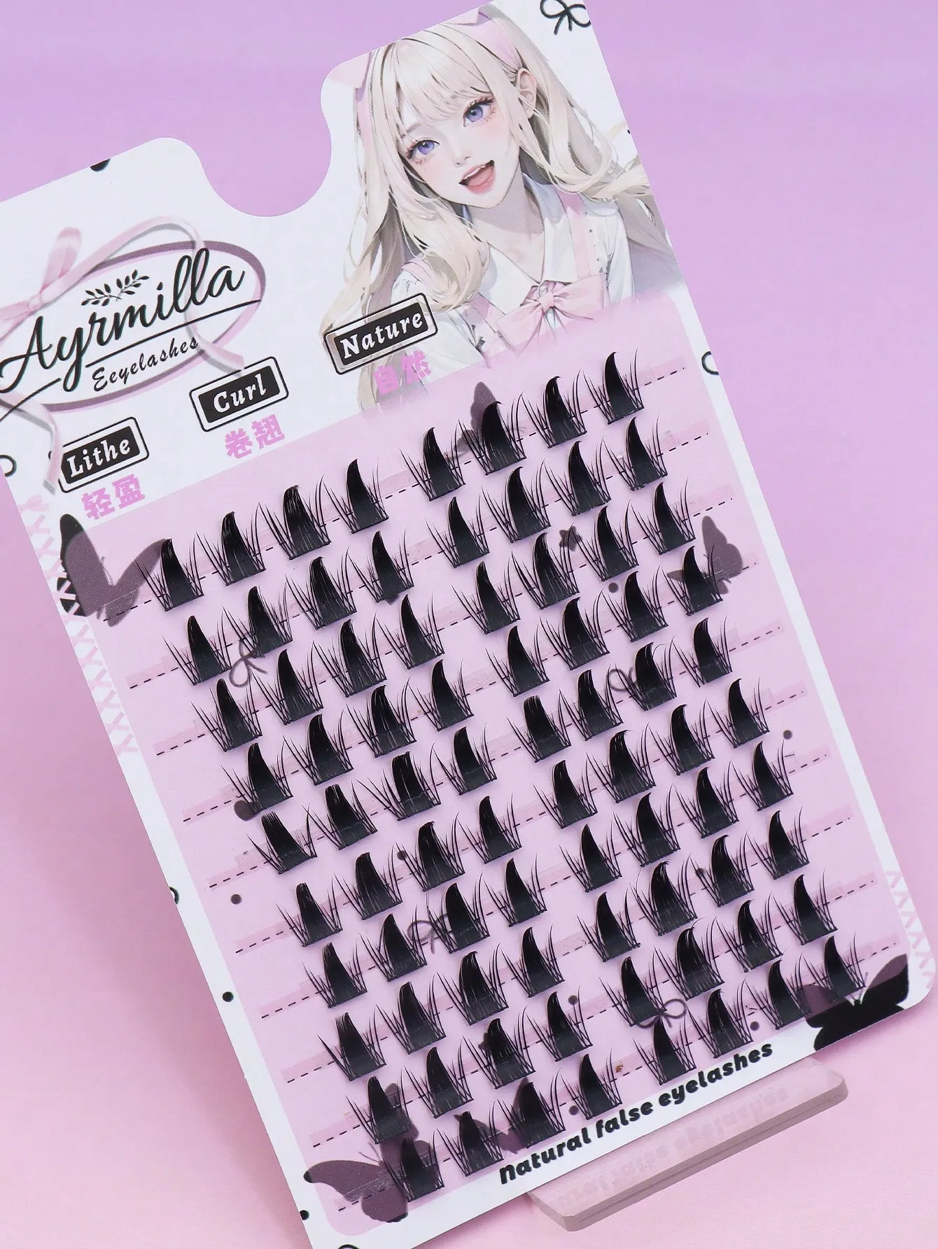 Manga anime espetado cluster cílios ponta afiada olho de raposa cílios individuais cosplay diy segmentado cílios falsos