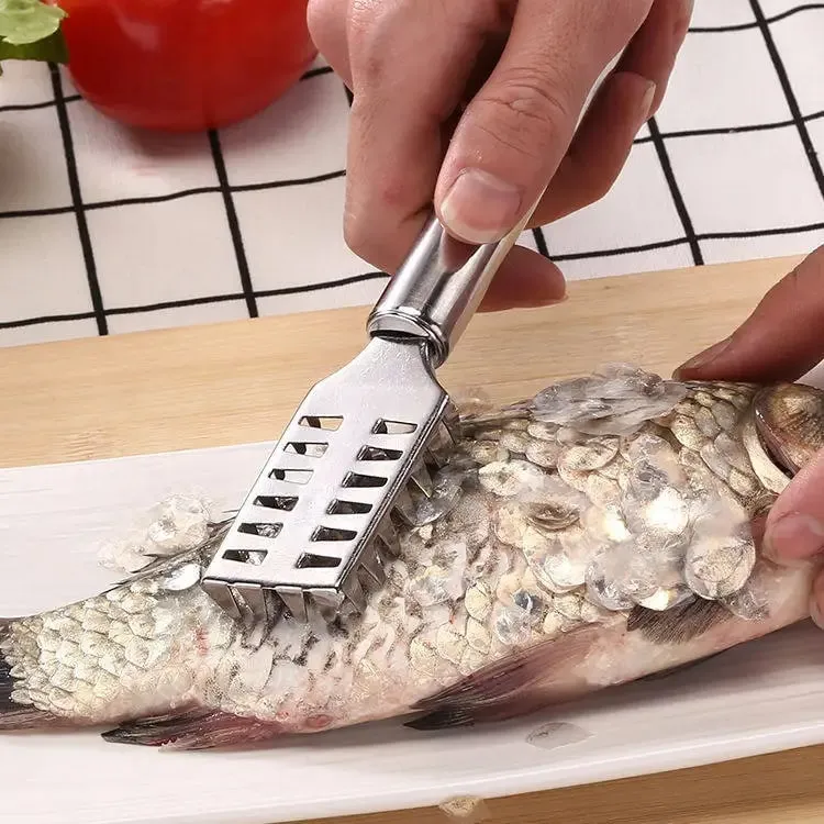 Fish Scale Remover Stainless Steel Anti-Splash Scraper with Ergonomic Non-Slip Grip Rust-Proof Kitchen Gadget for Fish Cleaning