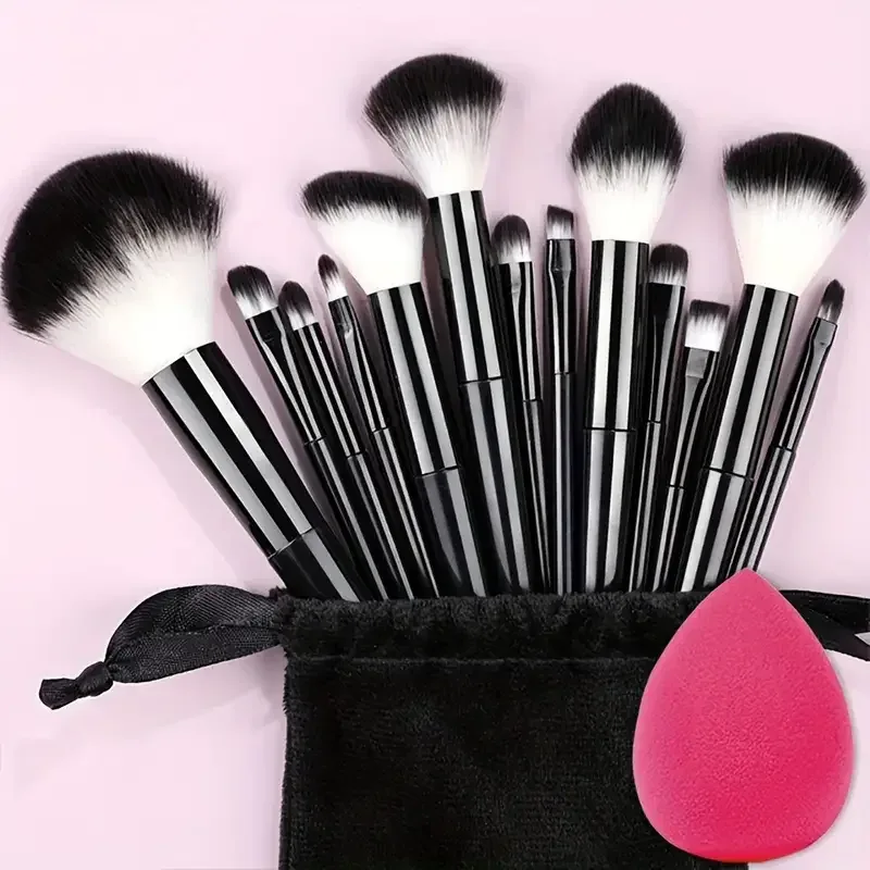Conjunto de pincéis de maquiagem profissional, 13 peças, base, sombra, blush, pó, mistura macia, fofo, cosméticos, conjunto completo de ferramentas de maquiagem feminina