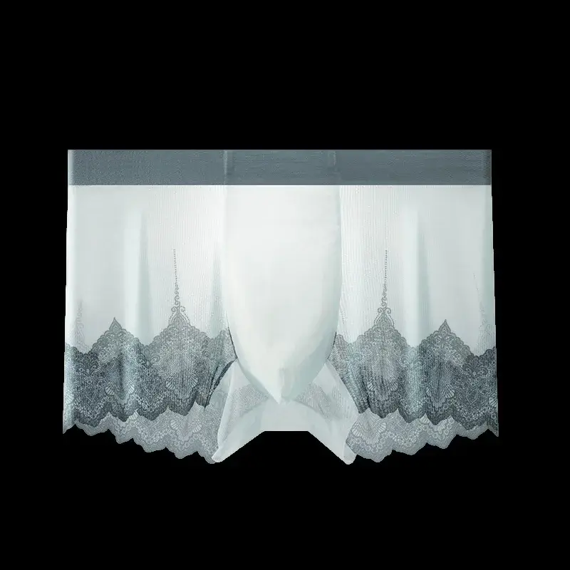 Homens rendas malha retalhos roupa interior verão ultra fino respirável boxer shorts sexy bulge bolsa calcinha ver através do tronco