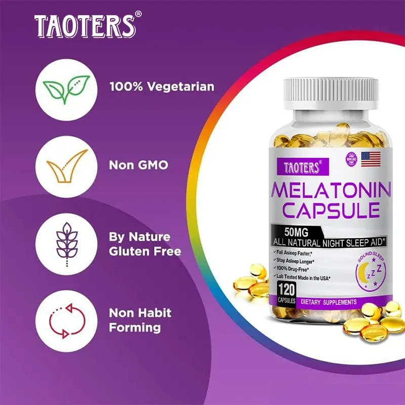 Cápsulas de melatonina 50 mg - promovem o adormecimento rápido, acalmam a mente, suplemento natural para dormir