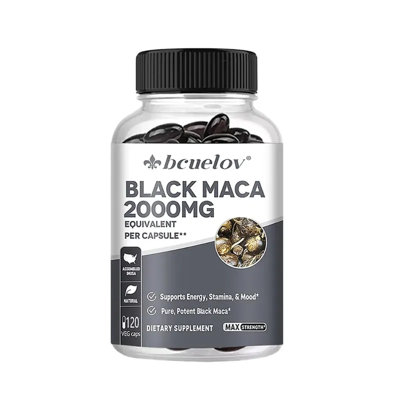 Cápsulas de Maca Negra 20000mg - Suporta a Função Cerebral Promove o Crescimento e Recuperação Muscular Super Absorção Melhora a Vitalidade