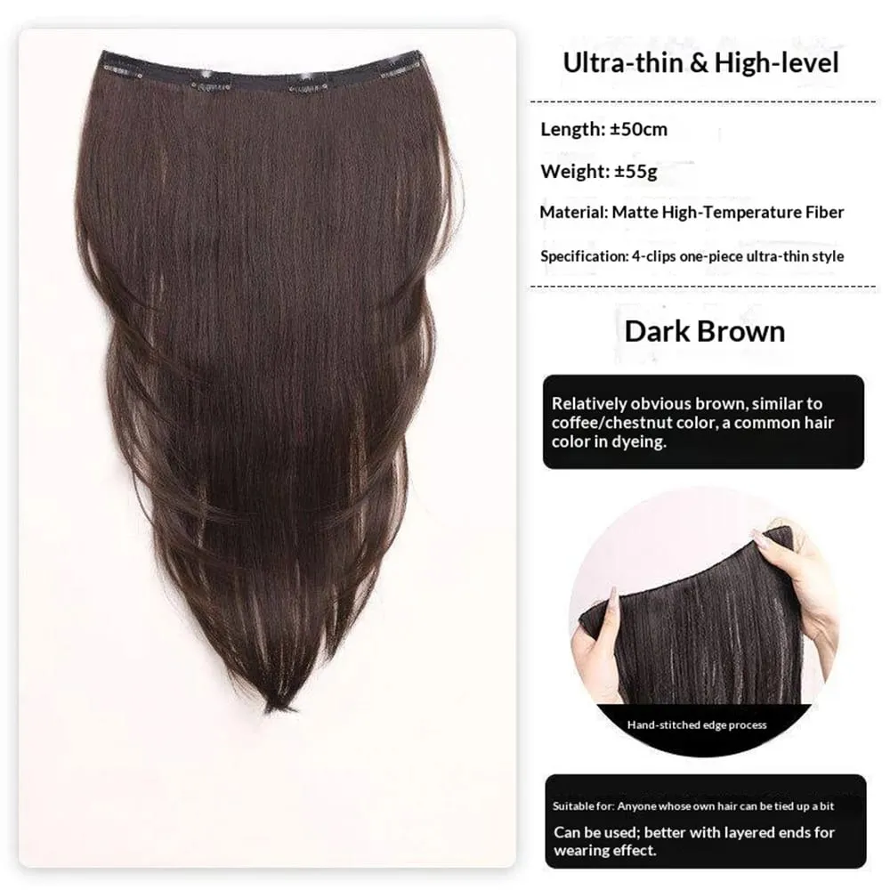 Extensão de cabelo reto sintético, uma peça em camadas, leve, invisível, sem costura, 4 clipes para mulheres, diariamente — image 8