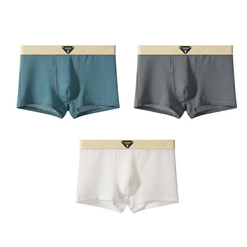 1/3 pçs masculino fresco gelo seda boxers shorts verão cetim-como sólida cuecas pele amigável malha respirável virilha roupa interior masculina