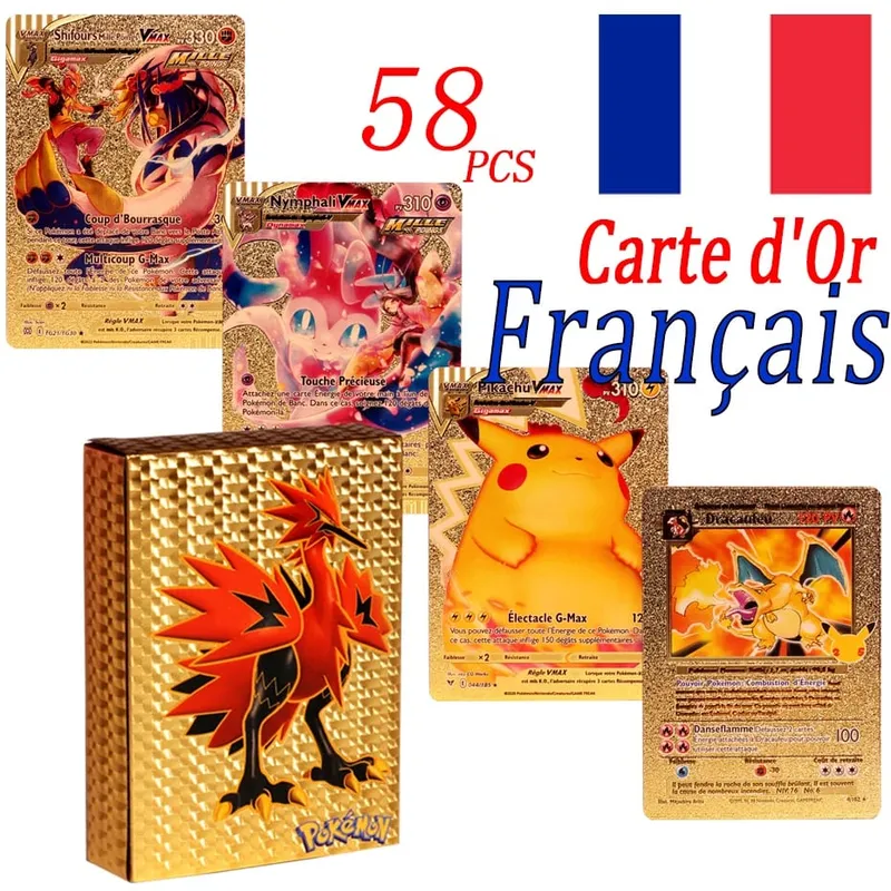 Versão francesa pokemon cartões vmax v ex gx mega carte coleção batalha treinador brinquedos de natal das crianças presente