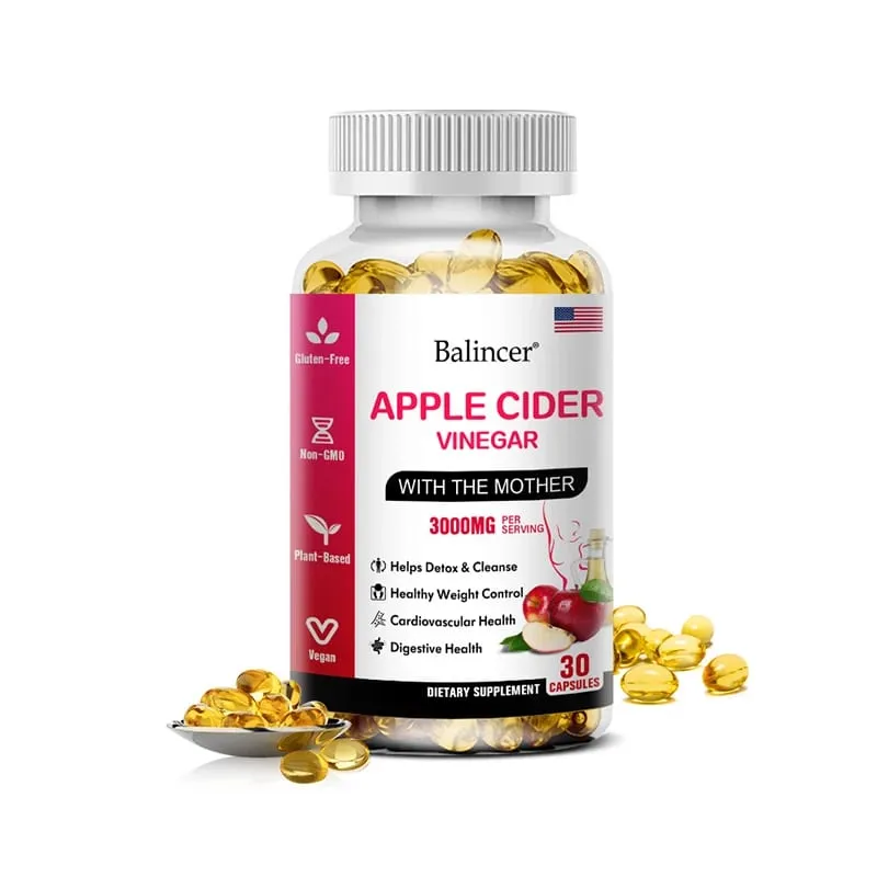 Balincer cápsulas de vinagre de cidra de maçã, queima de gordura, supressor de apetite, perda de peso saudável, suplemento vitamínico de limpeza