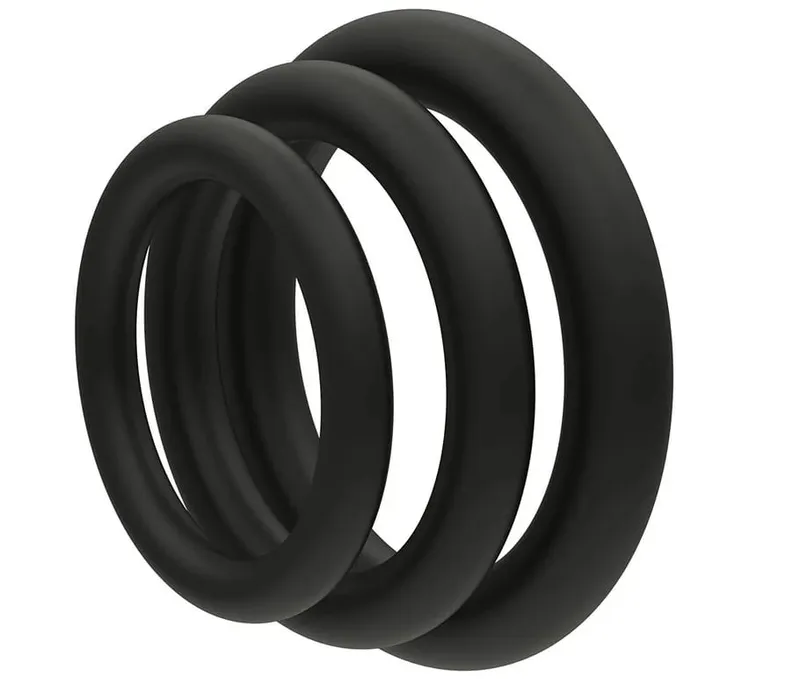 Anel peniano de silicone durável, anéis penianos para homens, atraso na ejaculação, brinquedos sexuais de borracha, anéis para homens 3 tamanhos