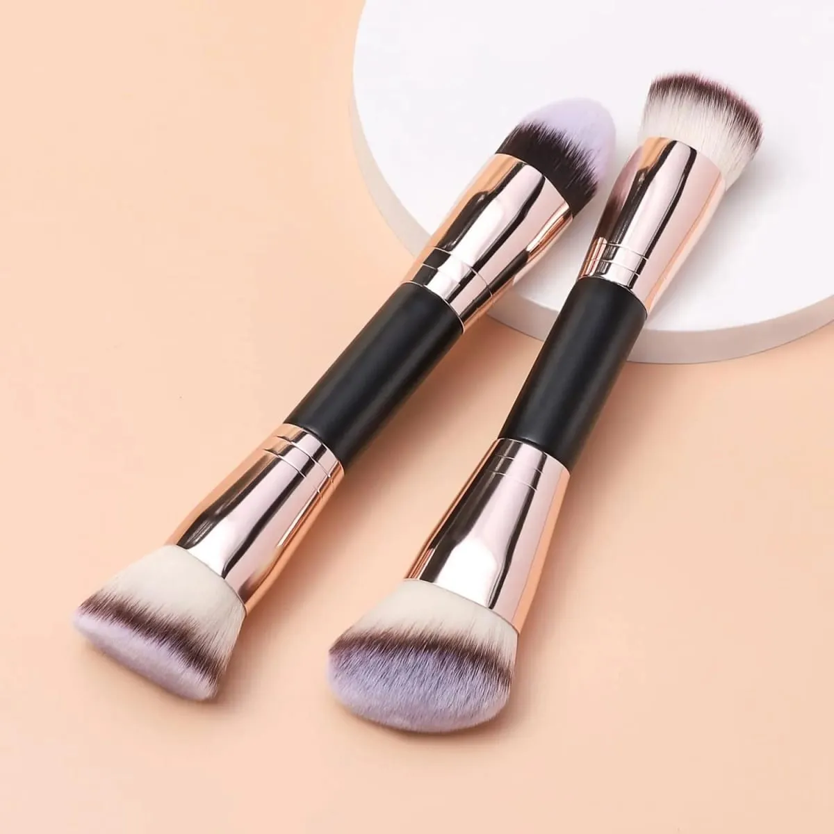 Pincel de maquiagem de base, pincéis de maquiagem de ponta dupla para misturar pó líquido, corretivo, creme, cosméticos, pincel de blush