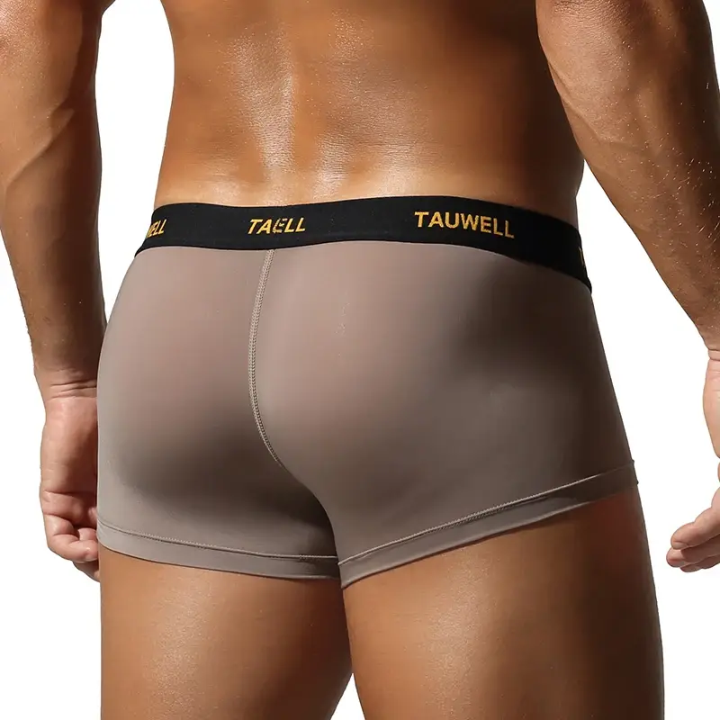 Roupa interior masculina confortável legal fina sexy semi-transparente calças de ângulo plano com cuecas em forma de u