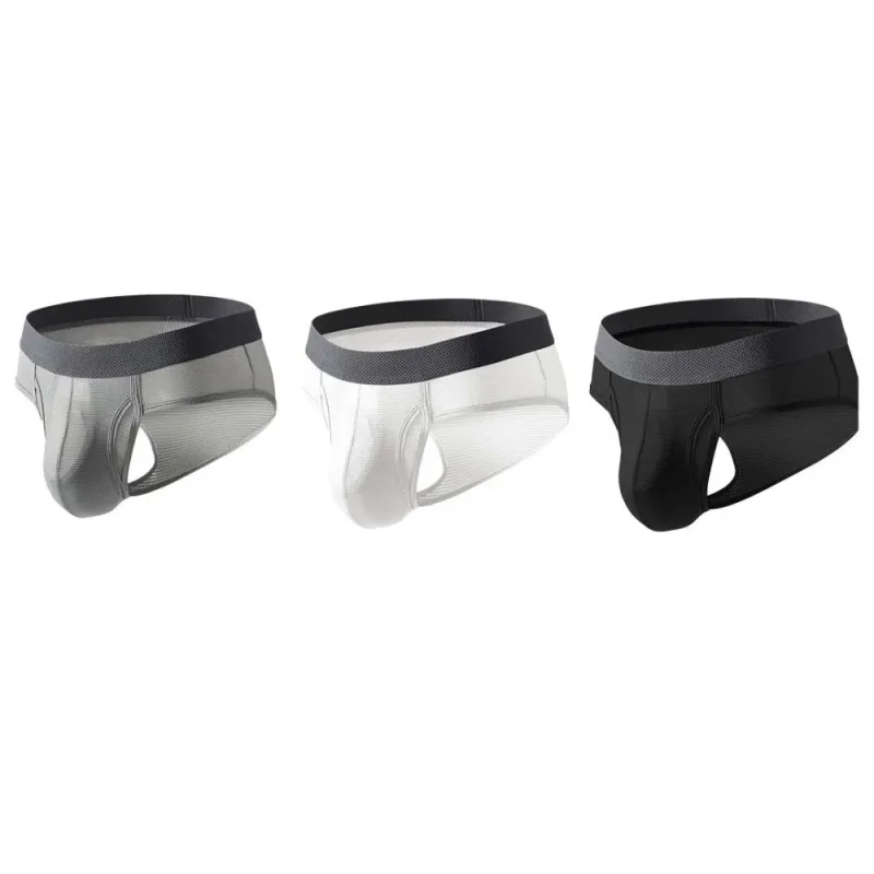 Cuecas finas de verão cuecas finas homens abertura lateral respirável calcinha de seda gelo emenda lingerie sem costura roupa interior masculina