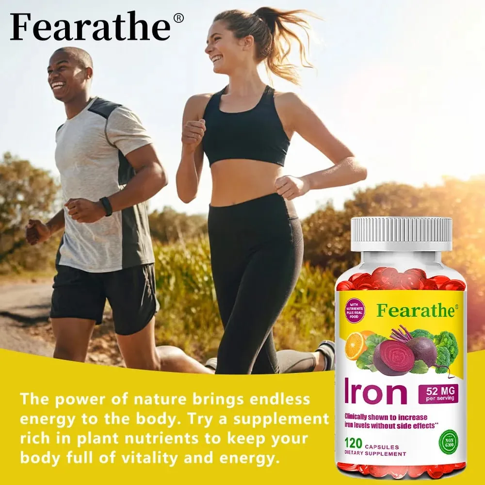 Suplemento de ferro e vitamina C - aumenta o foco energético e a função imunológica, apoiando os glóbulos vermelhos, melhorando a imunidade, não-OGM
