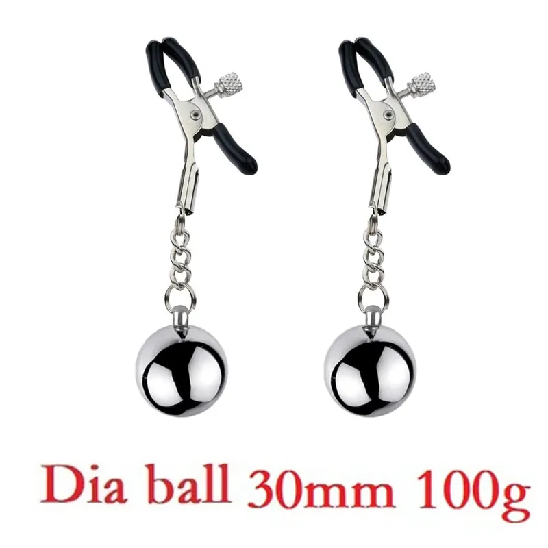 Clipes de braçadeira de mamilo pesado, estimulador de escravo de peso, clipes de metal com bola de peso, bondage, brinquedo sexual para mulheres
