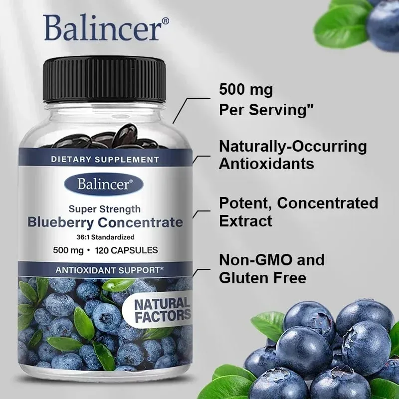 Super força concentrado de mirtilo 500 mg cápsulas 120 softgels vitaminas para a saúde dos olhos antioxidante suplemento de visão saudável