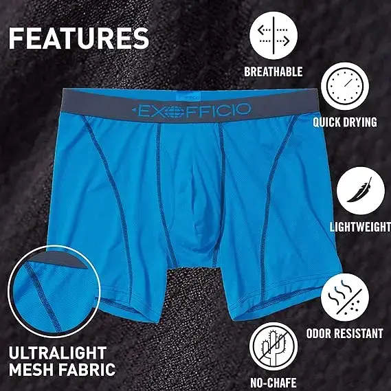 3Pack Exofficio Mens Underwear Boxer Brief With Fly Men Mesh 6" Boxer Briefs Underwear Sports Boxer Brief Shorts Light Comfy