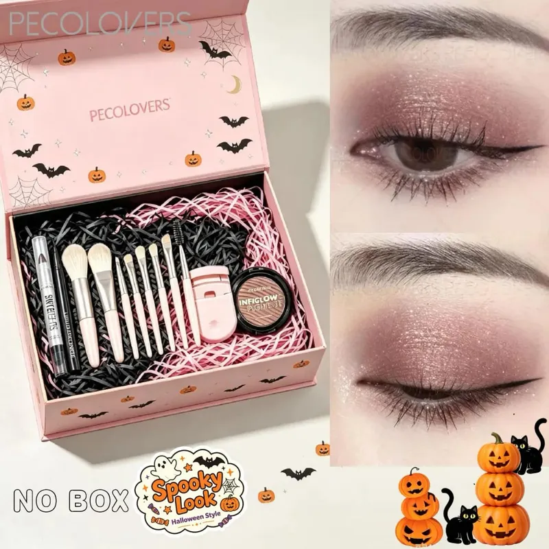 12pçs coleção de maquiagem para os olhos, sombra de olhos brilhante, delineador líquido, pincéis macios de maquiagem para os olhos, conjunto de cosméticos de beleza diária