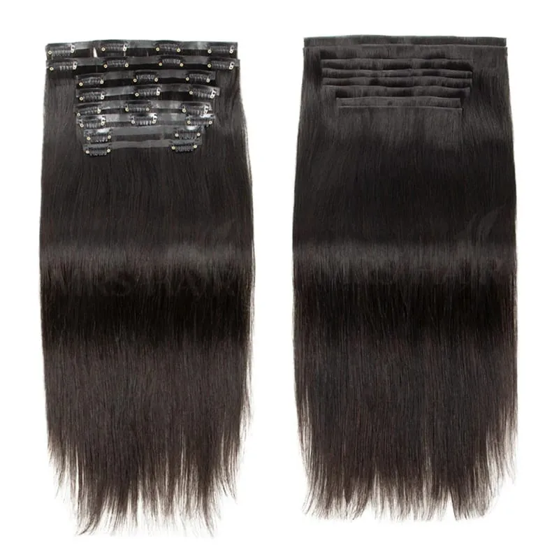 Invisible PU Clip In Human Hair Extension Seamless Tape Weft Thin and Soft Tape Weft 7Pcs/set 12-24inch 100G 120G Clip on Hair
