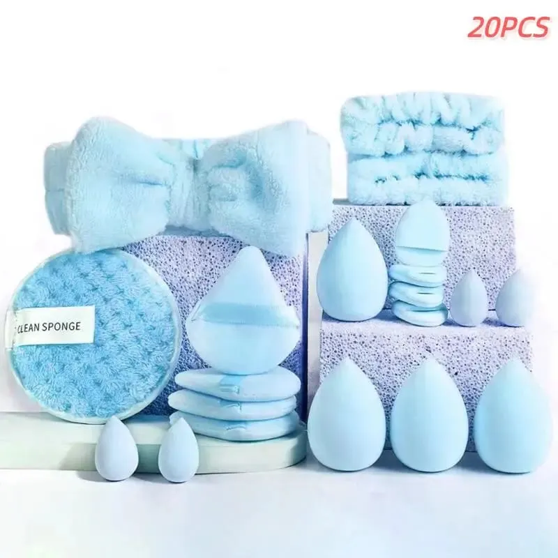 20 33 unidades conjunto completo de ferramentas de maquiagem com esponja de beleza pincel puff para aplicação e remoção de maquiagem uso diário