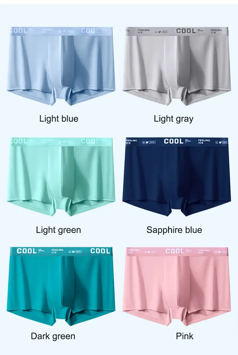 Boxers Ice Silk Man Underwear Graphene Men Underpants Breathable Comfortable Men's Panties Ultrathin Shorts Trunk Plus Size 6XL