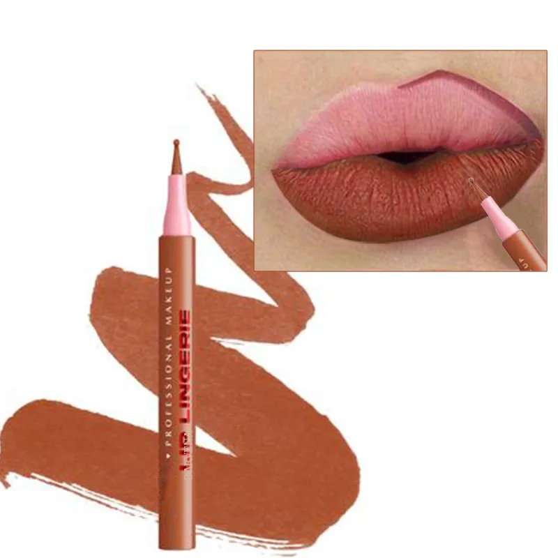 Lápis delineador labial fosco, à prova d'água, aplicação suave, hidratante à prova de manchas, altamente pigmentado, 6 cores, maquiagem para contorno labial
