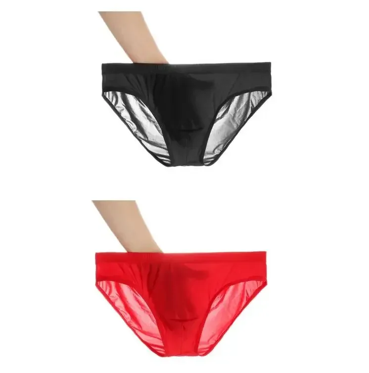 2PCS Ultra Thin Ice Silk Briefs Men Plus Size M-4XL Solid Color Youth Translucent Low Waist Breathable Sexy Male Panties