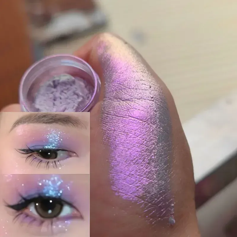Glitter sombra em pó de longa duração cromo camaleão holográfico sombra em pó pigmento maquiagem dos olhos para mulheres cosméticos