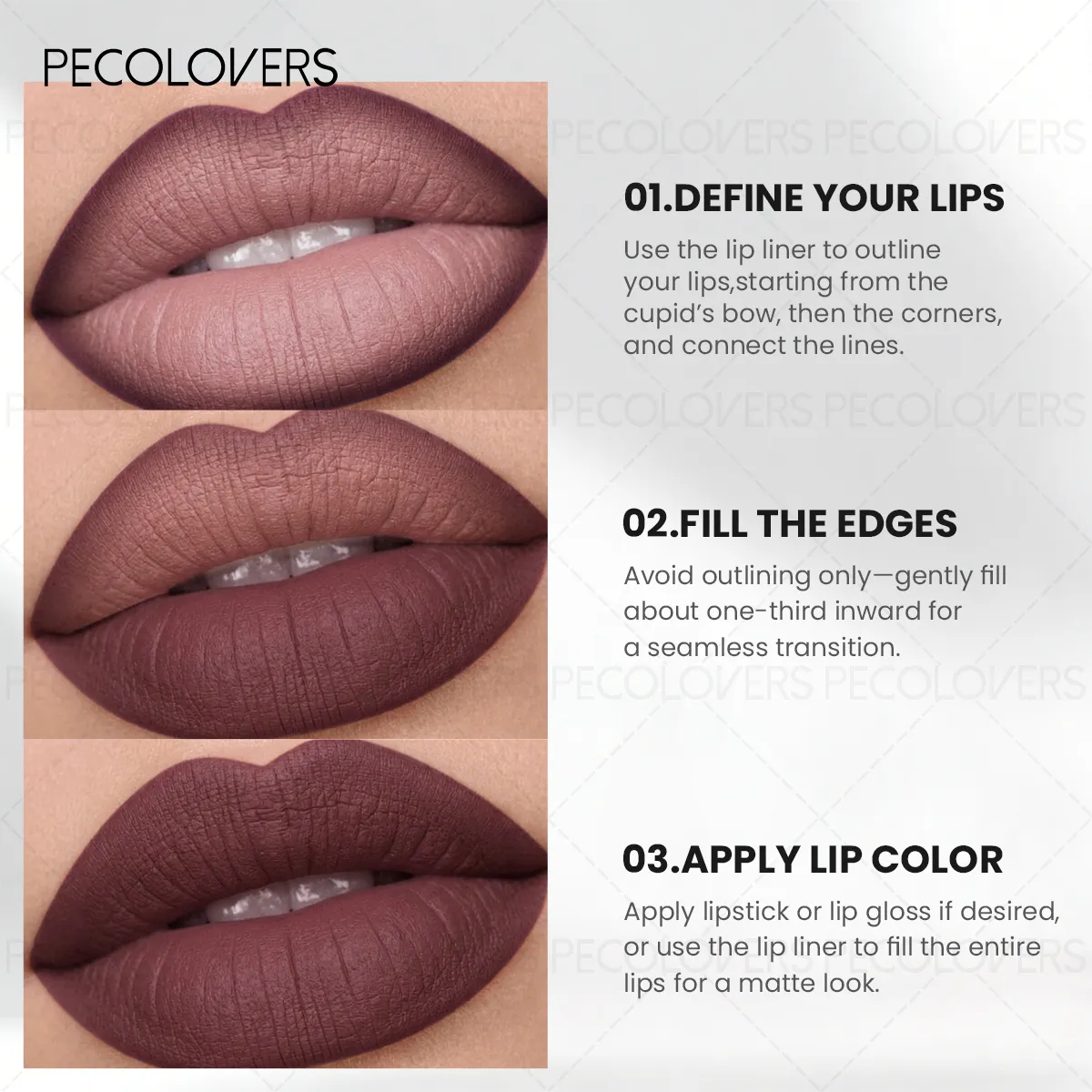 Matte Lip Liner Natural Lipstick Pen for All Light Types Accurate Defind Lip Lines Nude Pink Beige Red Tones Daily Makeup