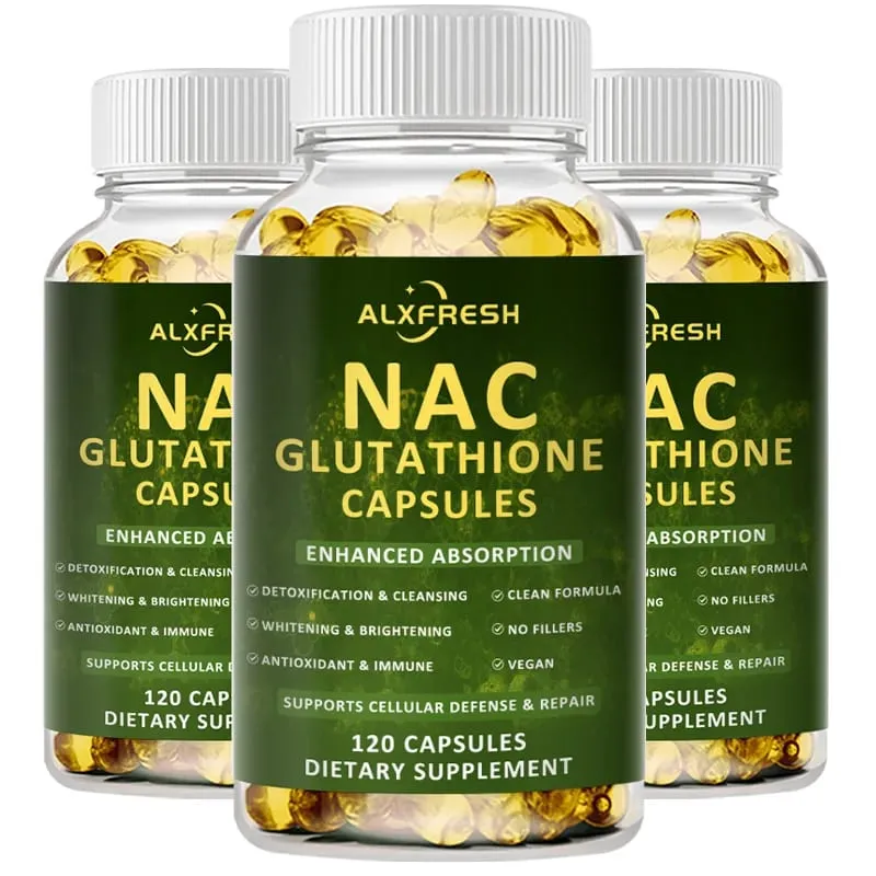 Complexo NAC + Glutationa Premium Detox e Reforço Antioxidante com Vitamina C | Suplemento de saúde do sistema imunológico para suporte ao fígado