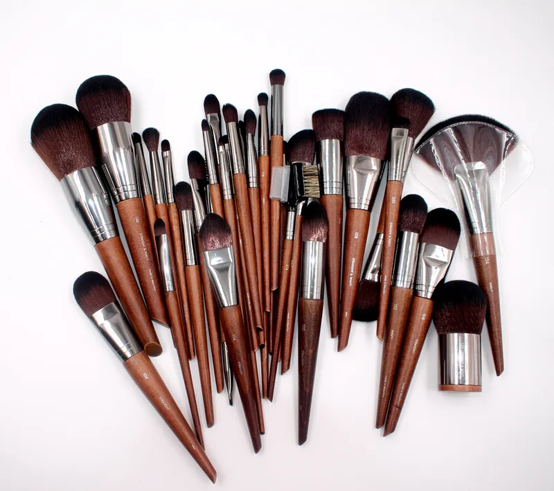 1pc mf pincéis de maquiagem de madeira natural macio pó fundação corretivo compõem escova blush sombra de cabelo sintético ferramentas de alta qualidade