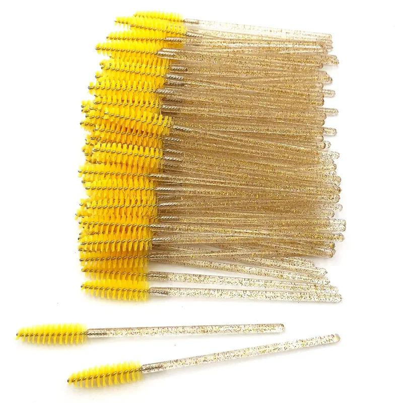 50 件/包拋棄式微型睫毛刷睫毛膏抹棒刷梳眼睫毛刷化妝工具金柄